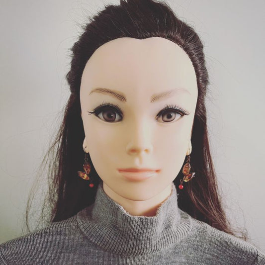 Hook Earrings Crab Coral (Dyed) Handmade Red TAMARUSAN