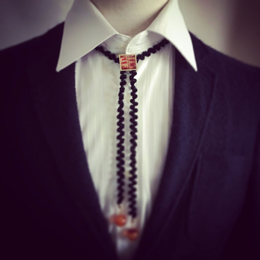 Black Ribbon Bolo Tie Crab Necklace TAMARUSAN