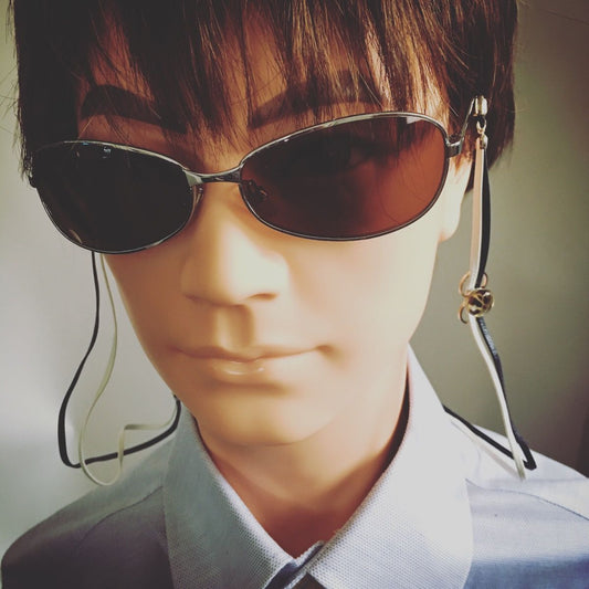 Eyeglass Chain Magnetic Hematite Navy Blue TAMARUSAN