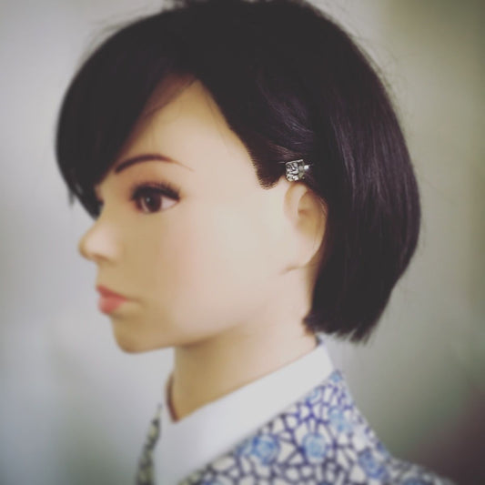 Hairpin Squar Scales Silver Lame Navy Blue TAMARUSAN