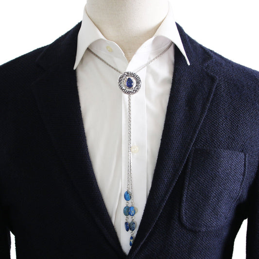 Chain Bolo Tie Scale Blue Rhodium TAMARUSAN