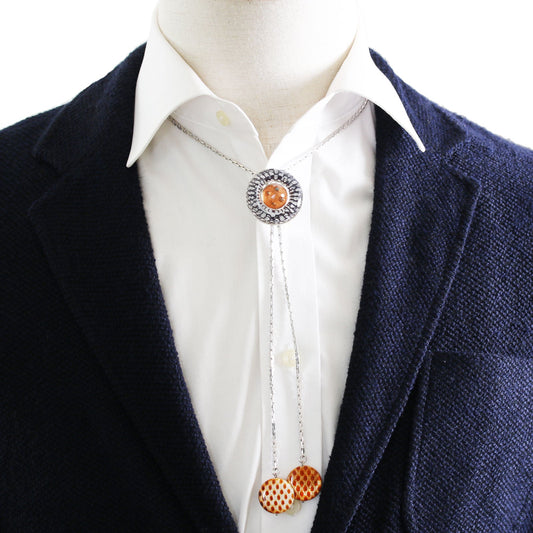 Chain Bolo Tie Long Necklace Shell Orange TAMARUSAN