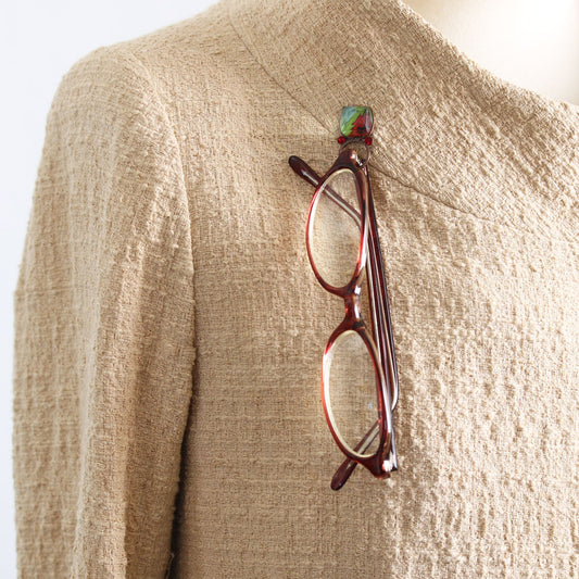 Eyeglass Holder Brooch Lemon Red TAMARUSAN
