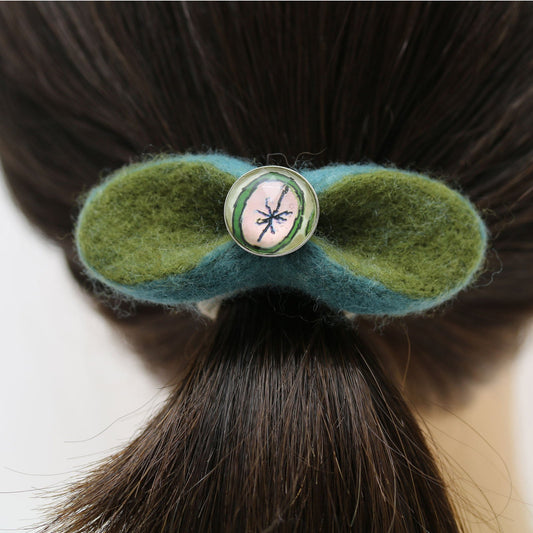 Hair Elastic Gorgeous Felt Green Hnadmade TAMARUSAN