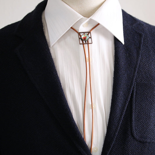 Leather Strap Bolo Tie Casual Necktie Lemon Blue Red TAMARUSAN