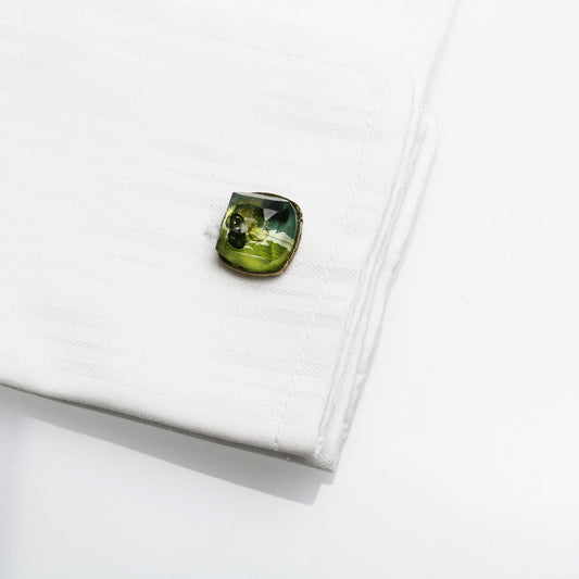 Cuff Links Square Green Resin TAMARUSAN