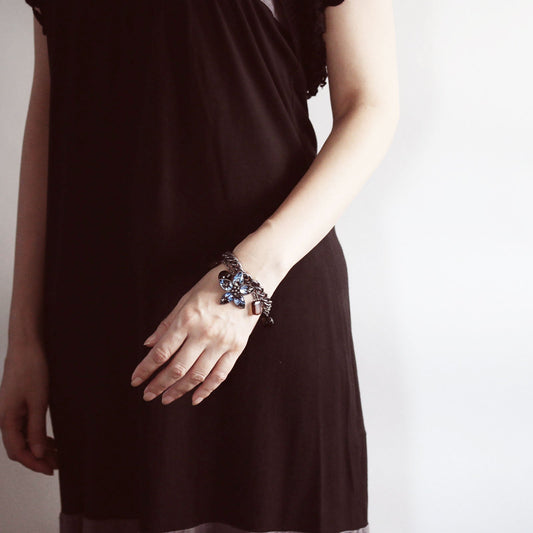 Bracelet Blue Marble Agate Flower TAMARUSAN