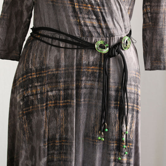 Belt Necklace Ribbon Green Turquoise TAMARUSAN