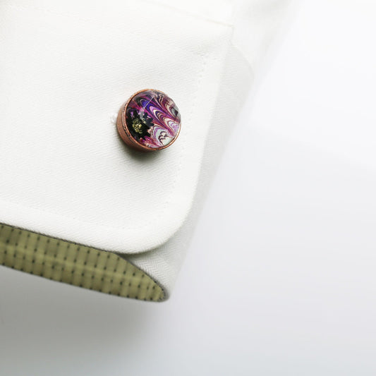 Button Cover Marble Purple Cuff Links TAMARUSAN