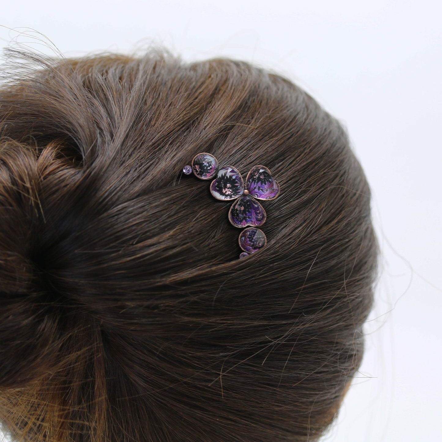 Hair Comb Purple Marble Flower TAMARUSAN