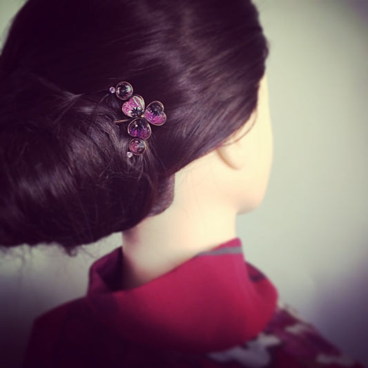 Hair Comb Purple Marble Flower TAMARUSAN