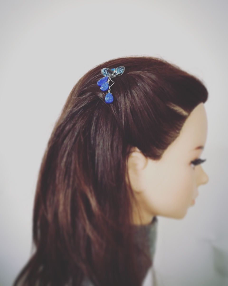 Hair Comb Blue Lapis Lazuli TAMARUSAN