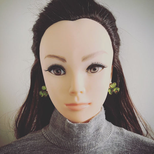 Earrings Green Violet Marble Original Resin TAMARUSAN