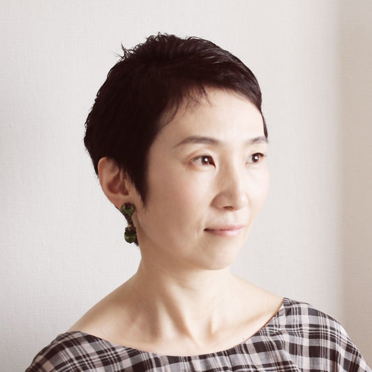 Earrings Green Marble Heart TAMARUSAN