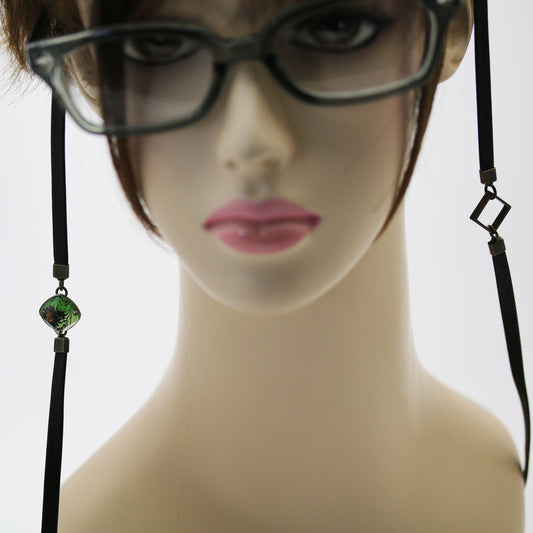 Eyeglass Chain Marble Green Leather TAMARUSAN
