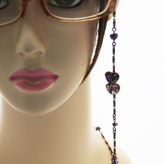 Eyeglass Chain Necklace Amethyst Purple TAMARUSAN