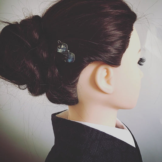 Hair Clip Blue Marble Handmade Resin TAMARUSAN