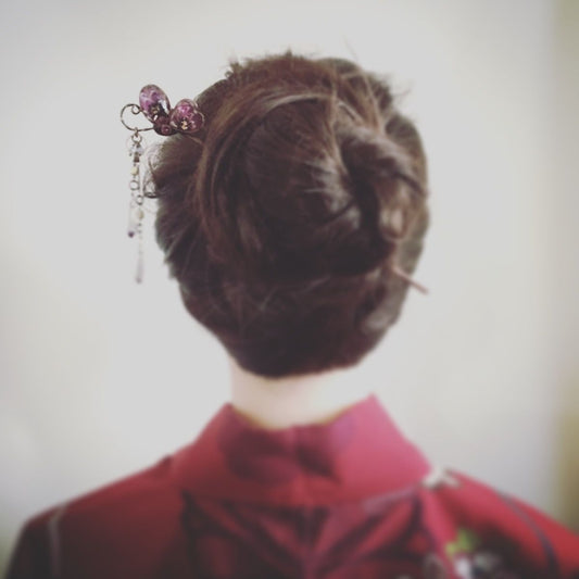 Hairpin Butterfly Marble Amethyst TAMARUSAN