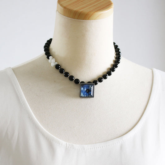 Choker Onyx Blue Marble Resin TAMARUSAN