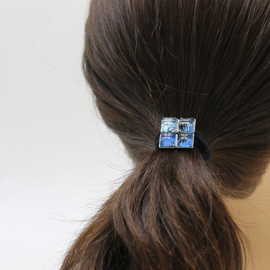 Simple Hair Elastic Blue Marble Square TAMARUSAN