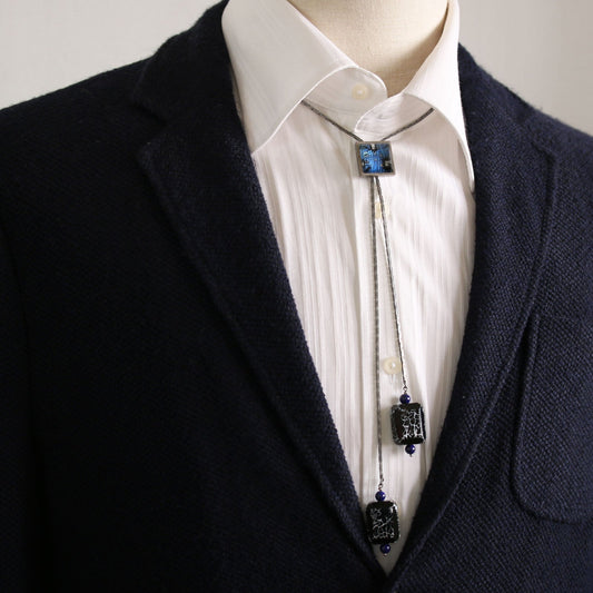 Chain Bolo Tie Blue Lapis Lazuli Square TAMARUSAN