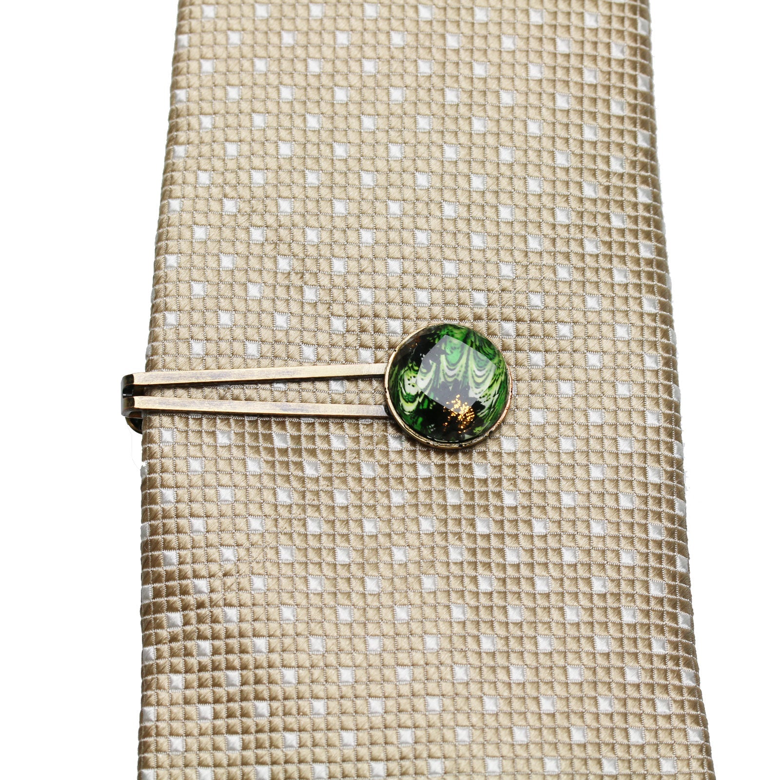 Simple Tie Clip Green Marble Resin TAMARUSAN