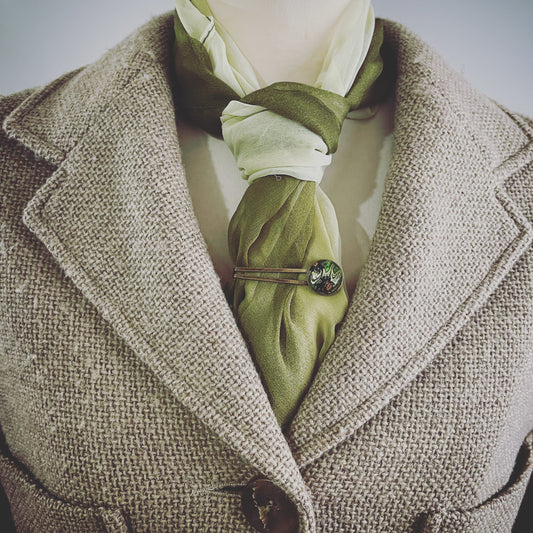 Simple Tie Clip Green Marble Resin TAMARUSAN