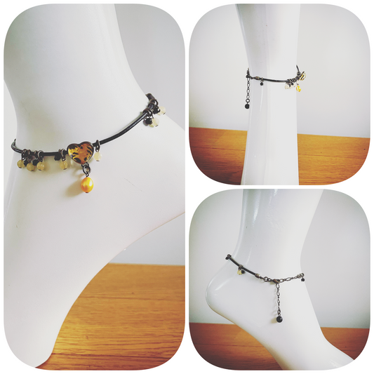 Anklet Strap Cheetah Onyx Freshwater Pearl Yellow TAMARUSAN