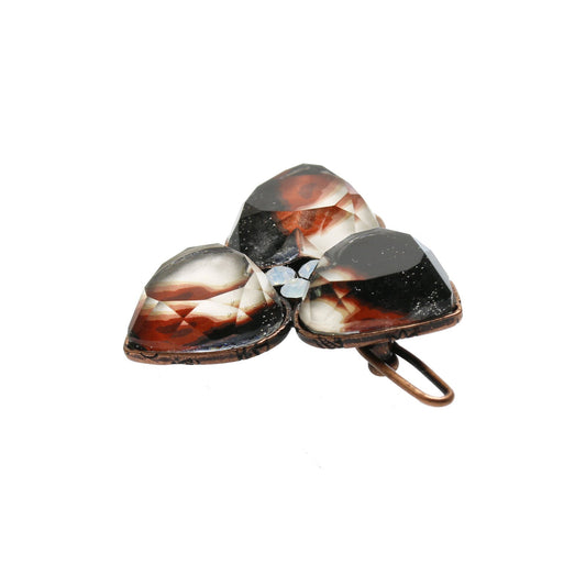 Hair Clip Flower Handmade Calico Cat Brown TAMARUSAN