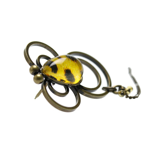 Pin Brooch Bee Cheetah Yellow TAMARUSAN