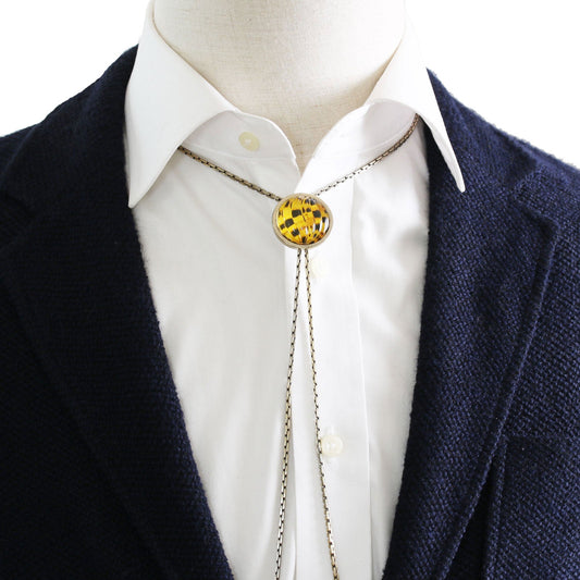 Chain Bolo Tie Cheetah Unisex Onyx Yellow TAMARUSAN