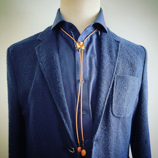 Bolo Tie Leather Tortoiseshell Cat Brown TAMARUSAN