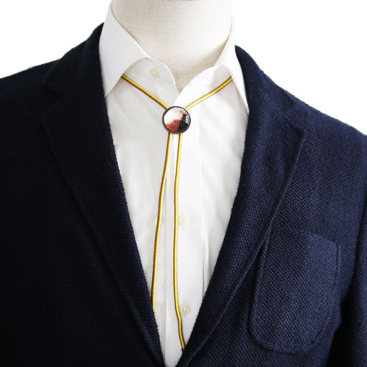 Silk Braid Bolo Tie Calico Cat Brown Black TAMARUSAN