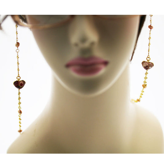 Eyeglasses Chain Necklace Heart Pink TAMARUSAN