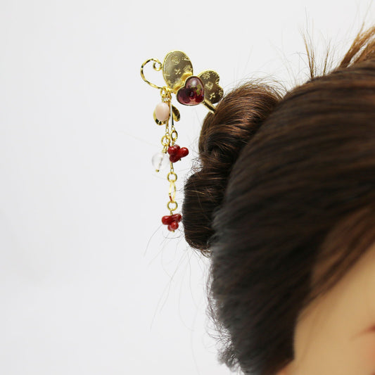 Hairpin Butterfly Pink Coral Gold TAMARUSAN