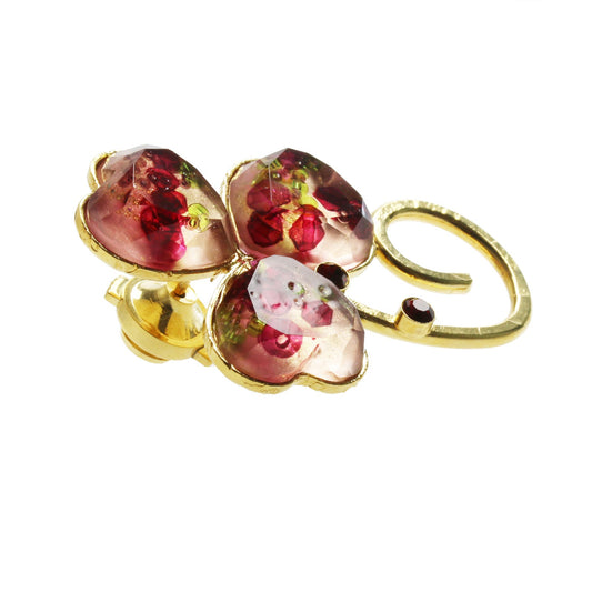 Pin Brooch Red Violet Gold TAMARUSAN