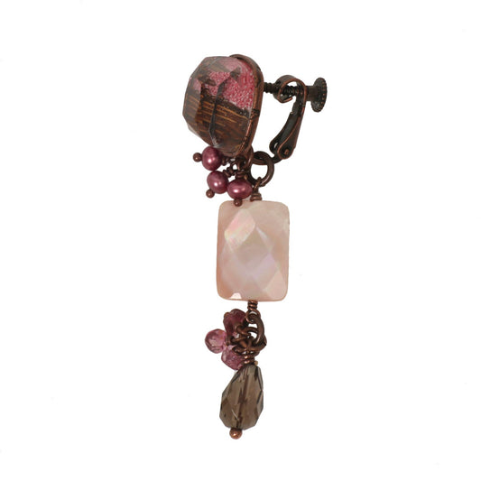 Mismatched Earrings Pink Lame Shell TAMARUSAN