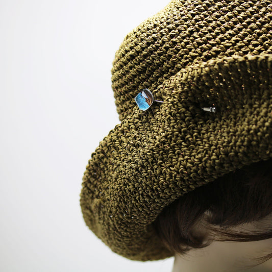 Hatpin Blue Wood Grain Lame TAMARUSAN