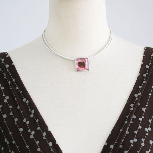 Leather Choker Pink Glitter Wood TAMARUSAN