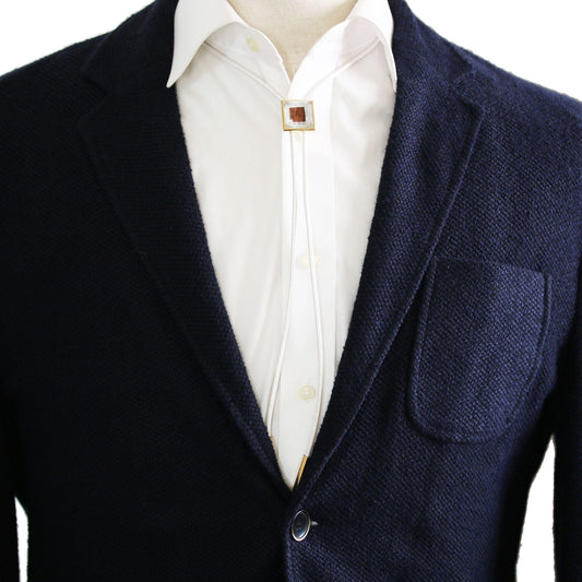 Leather Strap Bolo Tie Silver Color Lame Necklace TAMARUSAN