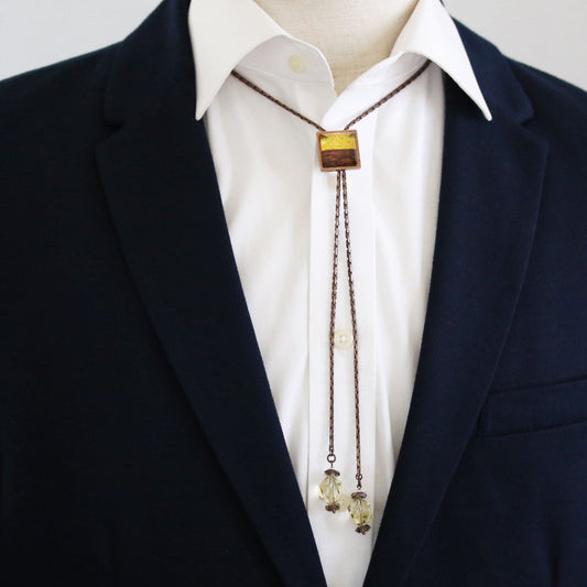 Chain Bolo Tie Gold Lame Lemon Quartz TAMARUSAN