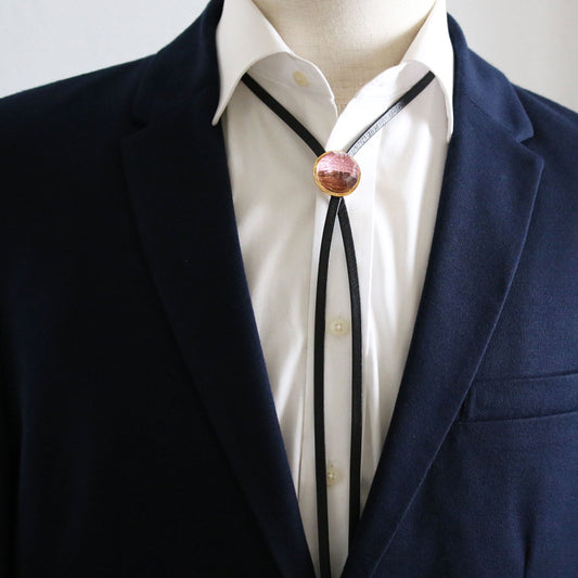 Leather Straps Bolo Tie Pink Lame TAMARUSAN