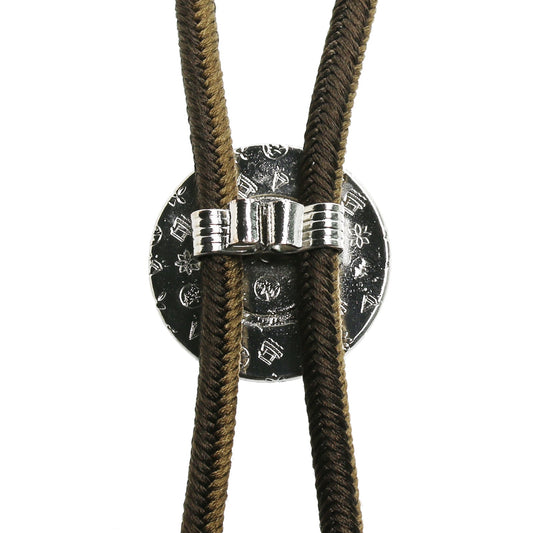 Silk Braid Bolo Tie Silver Donut Brown TAMARUSAN