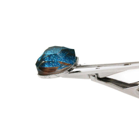 Simple Tie Clip Blue Lame Square TAMARUSAN