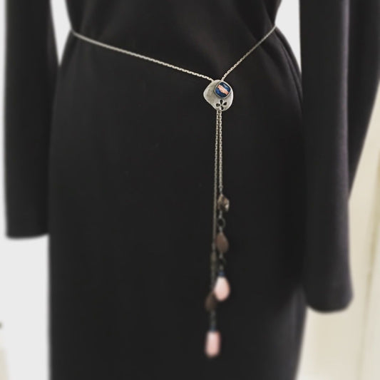 Chain Belt Smoky Quartz Agate Pink TAMARUSAN