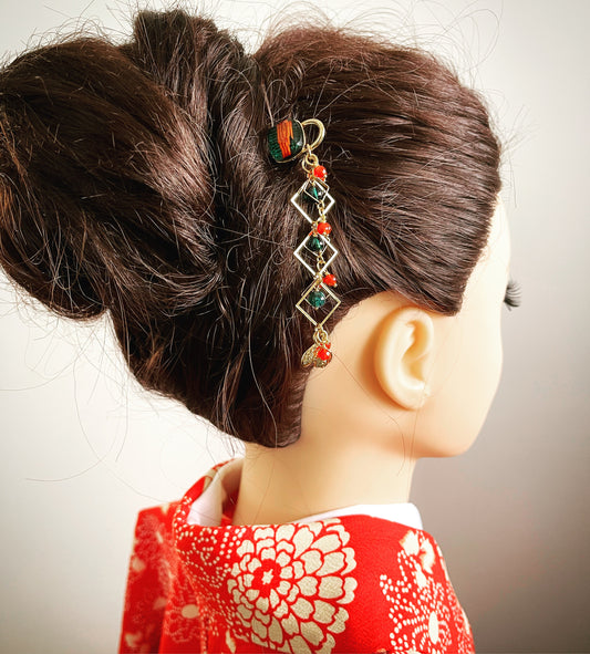 Double Prong Hair Stick Orange Gold TAMARUSAN