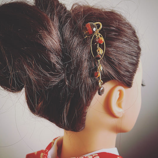 Double Prong Hair Stick Mizuhiki Brown TAMARUSAN