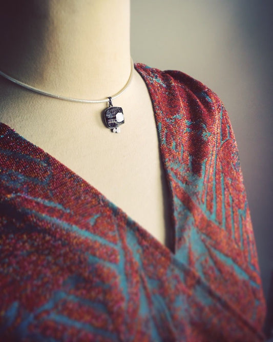 White Leather Choker Purple Mizuhiki TAMARUSAN