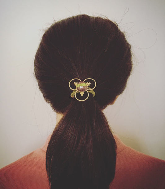 Hair Elastic Mizuhiki Gold Purple TAMARUSAN