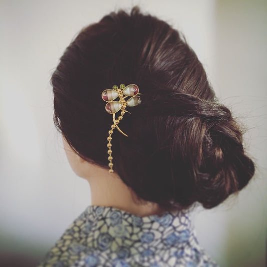 Hair Comb Dragonfly Rainbow Purple TAMARUSAN